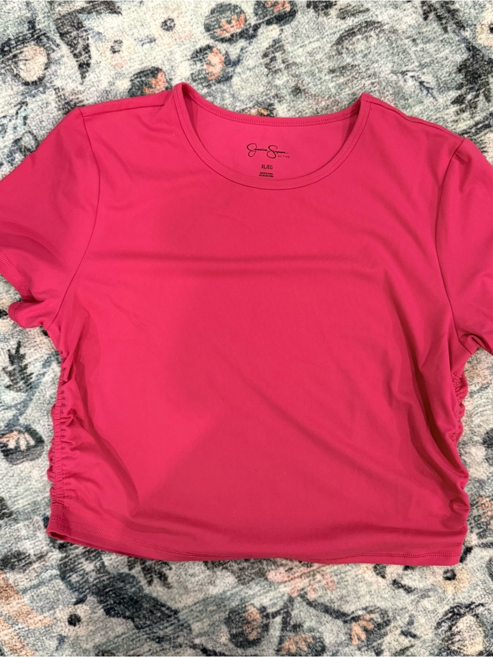 Jessica Simpson Hot Pink Short Sleeve Scoop Crop Top